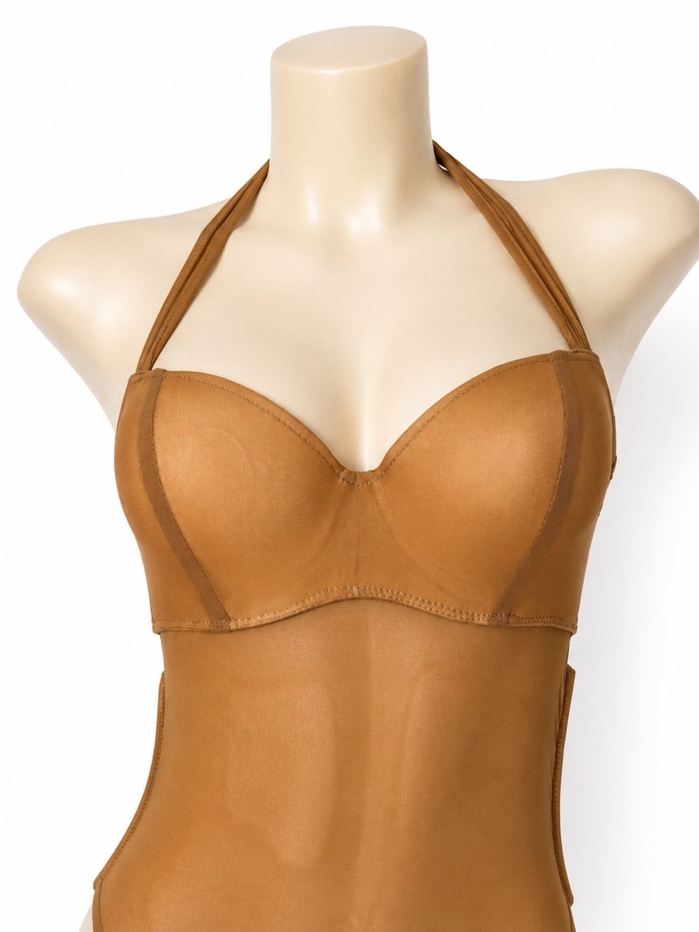 NEW Extraordinary Tan Mesh Shapewear Bodysuit Medium Dancewear Costume - Picture 4 of 7